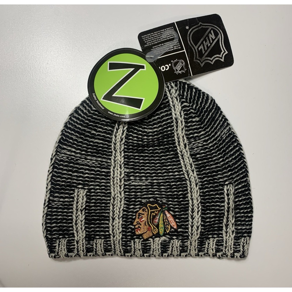 Chicago Blackhawks NHL Zephyr Beanie Hat Logo Patch Knit NWT